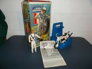 Vintage 1973 Evel Knievel Stunt Cycle Set Box Figure Helmet Cane Ideal Toys Org