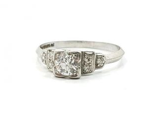 Art Deco Vintage Platinum Diamond Ladies Engagement Ring Size 5.  25