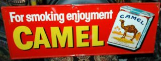 Vintage 1950s Camel Pack Cigarette Tin Advertising Display Sign