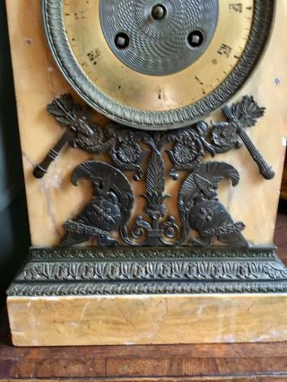 Rare Antique French Empire Grand Tour Sienna Marble Bronze Clock Silk Suspension 2