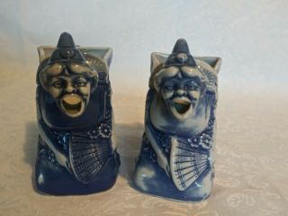 Pair Vintage Schafer Vater German Porcelain Screaming Witch Creamers