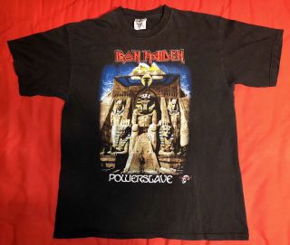 Vintage Iron Maiden Powerslave Rock & Death T - Shirt Double Sided Sz Xl