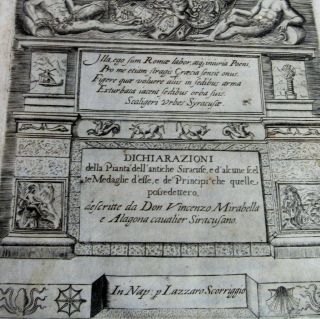DICHIARAZIONI DELLA PIANTA - SIRACUSE/1613/RARE 1st E/DON MIRABELLAS MOST IMP.  WORK 8