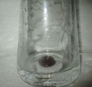 RARE Vintage KOSTA BODA Art Crystal Clear DECANTER Crackle Glass Red Top Signed 6