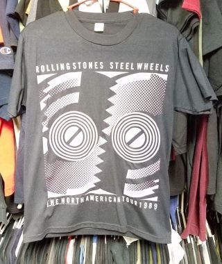 Rolling Stones - 1989 Vintage Steel Wheels Concert T - Shirt Blue Tongue