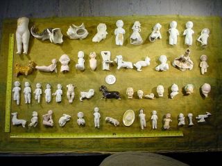 50 X Excavated Vintage Bisque Doll Parts German Age 1890 Altered Art
