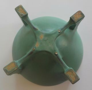 Antique Gates Pottery TECO Matte Green Roman Salad Bowl Vase Buttress RARE as - is 10
