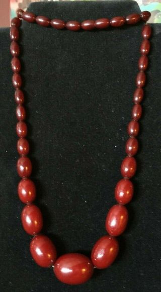 Vintage Cherry Amber Bakelite Necklace Beads 20 - 30s 66 Gr.