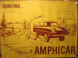 Vintage Amphicar Lithograph Poster,  Early 1960 