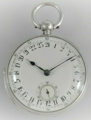 Rare Antique 24 Hour Silver Fusee Lever Pocket Watch,  Thomas Halliwell C.  1862