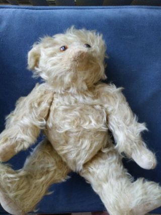 Old Antique Mohair Jointed Teddy Bear Vintage Rare Cute Has Musical Squeezebox