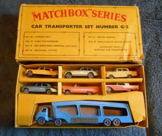 Vtg 1960 ' s Matchbox Gift Set G - 2 Car Transporter Set Type C Box Complete Set 7 2