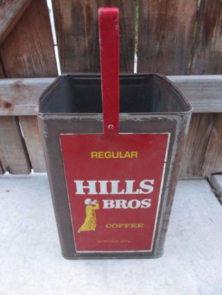 Vintage Hills Bros Coffee Red Can Brand Large 20 Lb Handle Can Coffee Tin