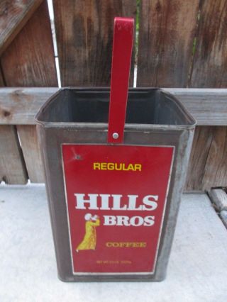 VINTAGE HILLS BROS COFFEE RED CAN BRAND LARGE 20 LB HANDLE CAN COFFEE TIN 3