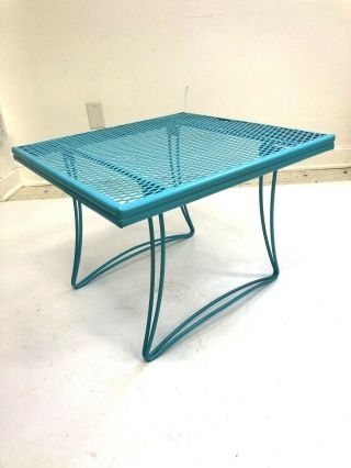 Mid Century Modern Homecrest Side Table Vintage Teal Metal Outdoor Patio Porch