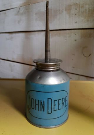 Vintage Rare John Deere Tractor Blue Oiler Oil Can