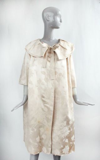 Vtg F/w 1960 Pierre Cardin Haute Couture Beige Silk Brocade Tent Evening Coat
