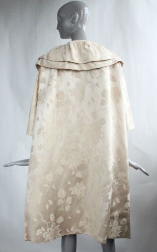VTG F/W 1960 Pierre Cardin Haute Couture Beige Silk Brocade Tent Evening Coat 4