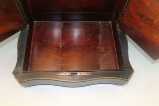 Antique French Tantalus Box w/ Gilt Boulle Inlay Baccarat Crystal Decanters 12