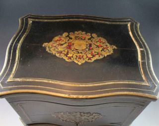 Antique French Tantalus Box w/ Gilt Boulle Inlay Baccarat Crystal Decanters 4
