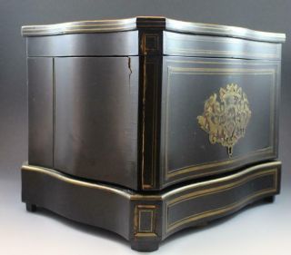 Antique French Tantalus Box w/ Gilt Boulle Inlay Baccarat Crystal Decanters 6