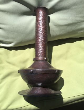 Arts Crafts Era Hammered Copper American Beauty Vase Based on Roycroft Design 6