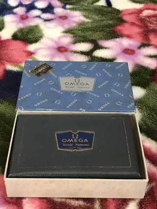 Vintage Omega Watch Box Faux Leather Brass Plaque 1950 