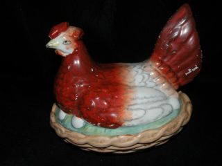 Antique Large Staffordshire Pottery Hen On Nest