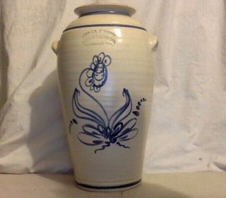 Vintage Stoneware Crock Pottery Vase.  Cobolt.  Cedar Swamp Stoneware Co,  Signed.