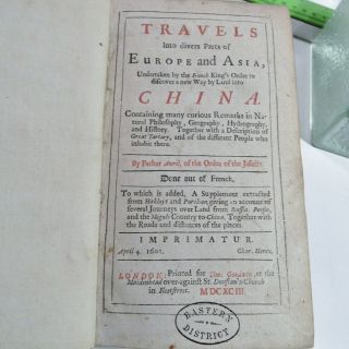 TRAVELS IN EUROPE ASIA AND CHINA/ 1693/ RARE 1st Edition in ENGLISH/ORIG.  LEATHER 4
