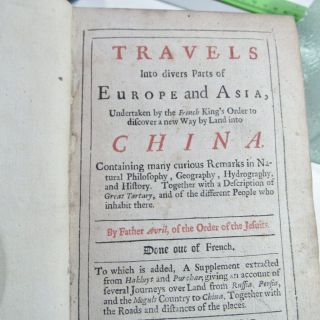 TRAVELS IN EUROPE ASIA AND CHINA/ 1693/ RARE 1st Edition in ENGLISH/ORIG.  LEATHER 5