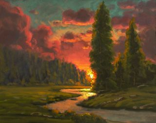 Oil Painting Landscape Vintage Signed Western Art Red Impressionist 12 Max Cole