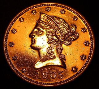 1905 High Liberty Head Ten Dollar Gold Eagle - Rare Date And