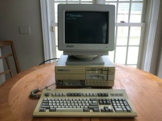 Vintage Epson Equity Ii,  Plus Desktop Computer W/ Monitor Keyboard