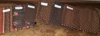 104 Yards Vintage 70s Patterns Mixed Brown Fabrics Sewing Crafts Quilting Cotton 6