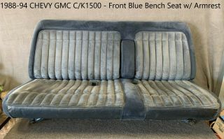 1988 - 1994 Vintage Chevy Gmc C1500 K1500 Front Bench Seat Blue Oem