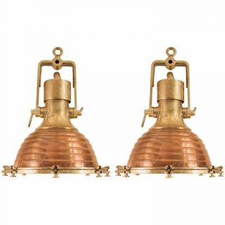 Copper And Brass Nautical Ship Deck Lights Set Of 2