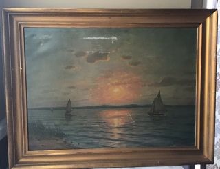 Oil Painting By Listed Hungarian Artist Mark Rubovics,  Sea,  34 " X 24 "