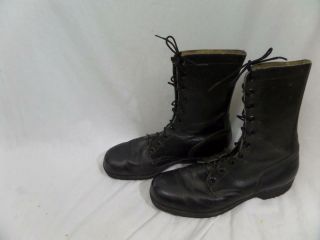 Vtg Genesco Vietnam Leather Boots 12 Black Combat Army 1967 Military