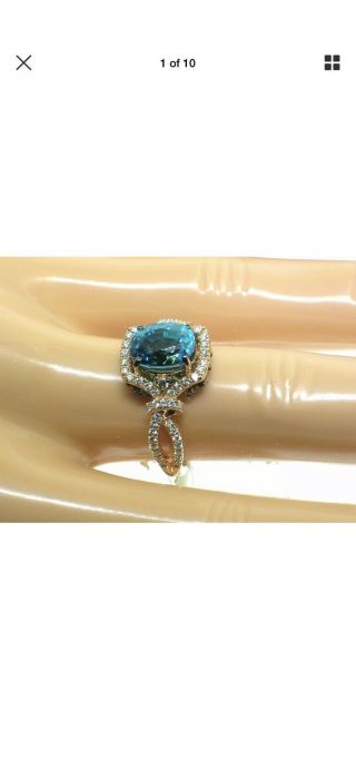 Priced To Sell Rare Levian Couture Blue Zircon 18 K Rg Ring Size 8