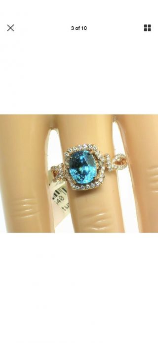 Priced To Sell Rare LeVian Couture Blue Zircon 18 K RG Ring Size 8 3