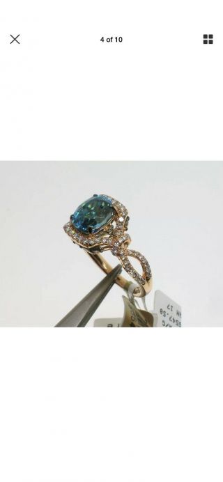Priced To Sell Rare LeVian Couture Blue Zircon 18 K RG Ring Size 8 4