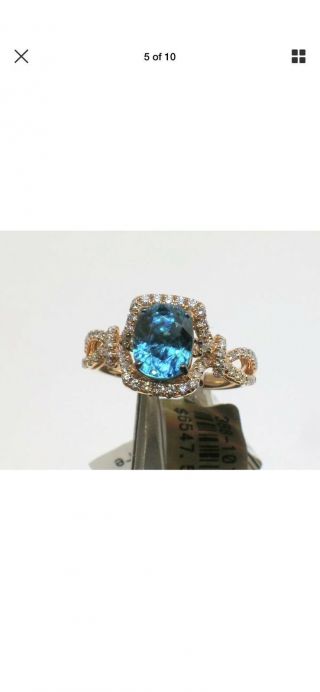 Priced To Sell Rare LeVian Couture Blue Zircon 18 K RG Ring Size 8 5