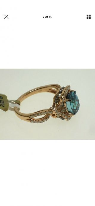 Priced To Sell Rare LeVian Couture Blue Zircon 18 K RG Ring Size 8 7