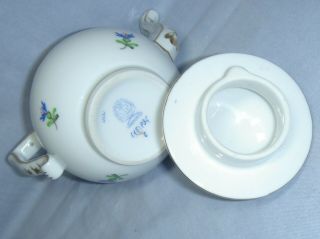 QUALITY VINTAGE HEREND PORCELAIN BLUE GARLAND SMALL COFFEE POT WITH ROSE FINIAL 8