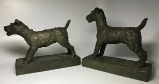 E.  B.  Parsons Kunst Bronze Terrier Dog Art Deco Statue Bookend Sculptures Gorham 4