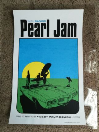 1998 Pearl Jam Coral Sky - West Palm Beach.  Fl Ames Poster (rare)