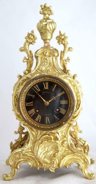 Antique Mantle Clock French Stunning C1870 Embossed Pierced Bronze Bell Striking
