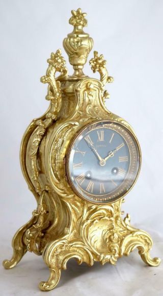 Antique Mantle Clock French Stunning C1870 Embossed Pierced Bronze Bell Striking 3