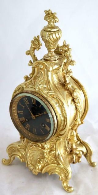 Antique Mantle Clock French Stunning C1870 Embossed Pierced Bronze Bell Striking 4